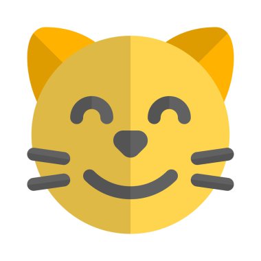Sohbet için gülümseyen kedi emojisi ile gözler kapalı.