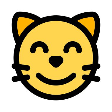 Sohbet için gülümseyen kedi emojisi ile gözler kapalı.