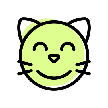 Sohbet için gülümseyen kedi emojisi ile gözler kapalı.