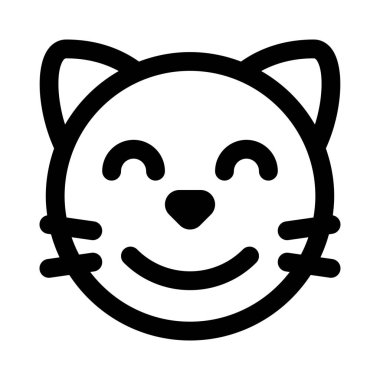 Sohbet için gülümseyen kedi emojisi ile gözler kapalı.