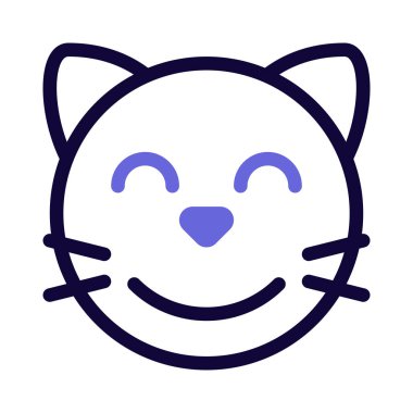 Sohbet için gülümseyen kedi emojisi ile gözler kapalı.