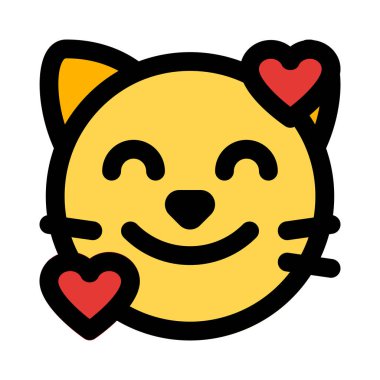 Yüzün etrafında dönen kalp şeklinde kedi gülüşü