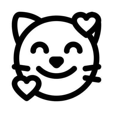 Yüzün etrafında dönen kalp şeklinde kedi gülüşü