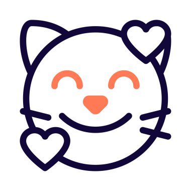 Yüzün etrafında dönen kalp şeklinde kedi gülüşü