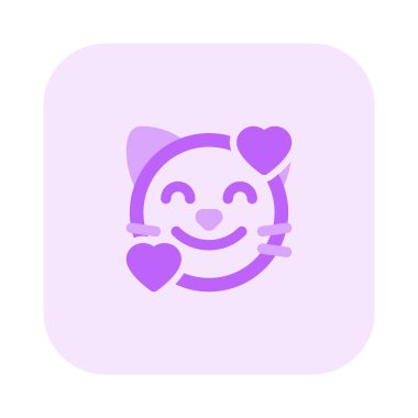 Yüzün etrafında dönen kalp şeklinde kedi gülüşü