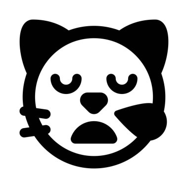 Ter damlasıyla yorgun kedi suratı emojisi