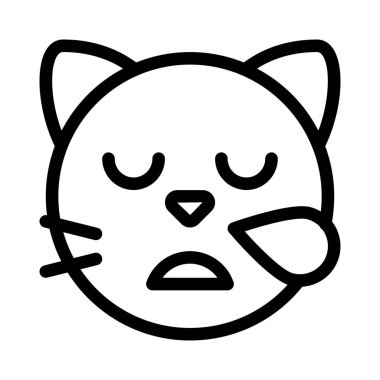 Ter damlasıyla yorgun kedi suratı emojisi