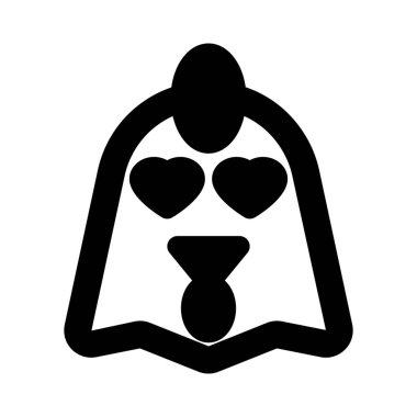 Kalp emojisi olan romantik tavuk suratı.