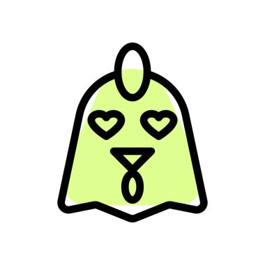 Kalp emojisi olan romantik tavuk suratı.