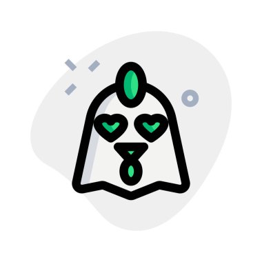 Kalp emojisi olan romantik tavuk suratı.