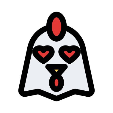 Kalp emojisi olan romantik tavuk suratı.