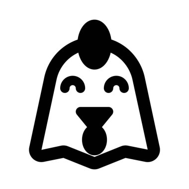 Sohbet için gülümseyen tavuk emojisi ile gözler kapalı.