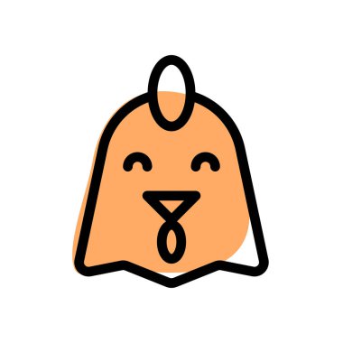 Sohbet için gülümseyen tavuk emojisi ile gözler kapalı.