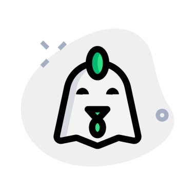 Sohbet için gülümseyen tavuk emojisi ile gözler kapalı.