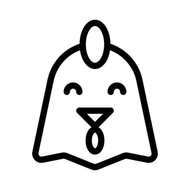 Sohbet için gülümseyen tavuk emojisi ile gözler kapalı.