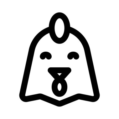 Sohbet için gülümseyen tavuk emojisi ile gözler kapalı.