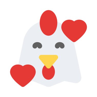 Mutlu tavuk ve kalp emoji etrafında dönüyor.