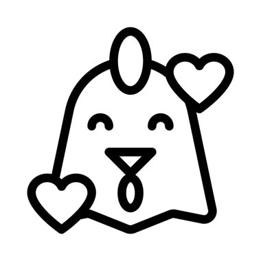 Mutlu tavuk ve kalp emoji etrafında dönüyor.