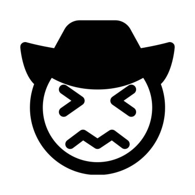 Şapka simgeleriyle kafası karışmış kovboy suratı.