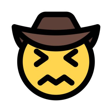 Şapka simgeleriyle kafası karışmış kovboy suratı.