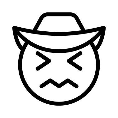 Şapka simgeleriyle kafası karışmış kovboy suratı.