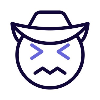 Şapka simgeleriyle kafası karışmış kovboy suratı.