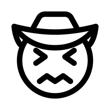 Şapka simgeleriyle kafası karışmış kovboy suratı.