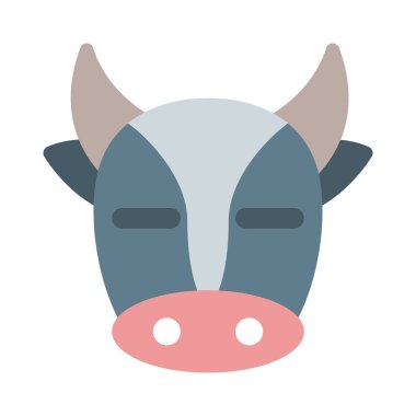 Uzun boynuzları ve gözleri kapalı bir inek.