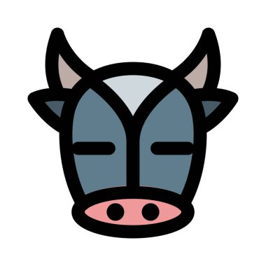 Uzun boynuzları ve gözleri kapalı bir inek.