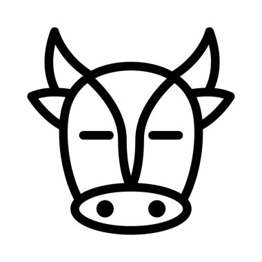 Uzun boynuzları ve gözleri kapalı bir inek.