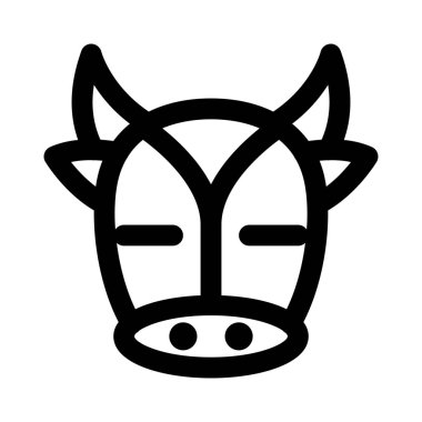 Uzun boynuzları ve gözleri kapalı bir inek.