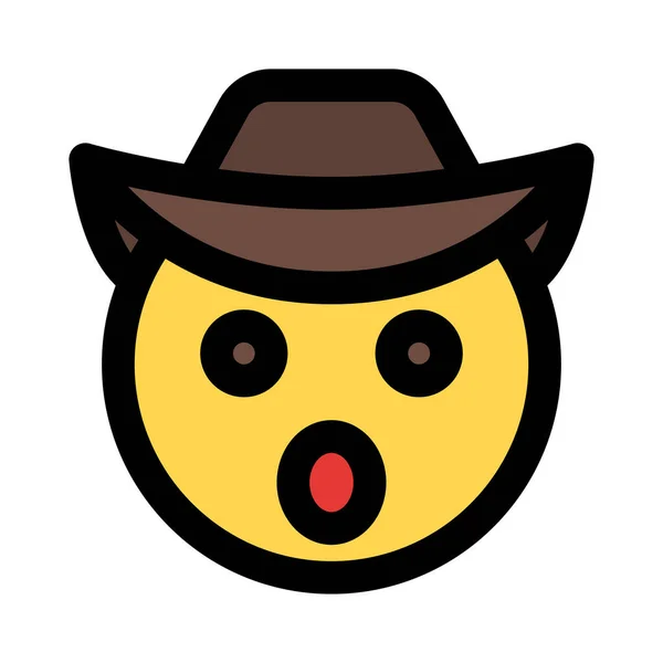 Emoticon Cowboy Con Cappello Bocca Aperta — Vettoriale Stock