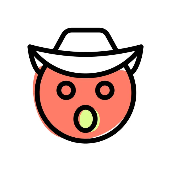 Cowboy Emoticon Com Chapéu Boca Aberta —  Vetores de Stock