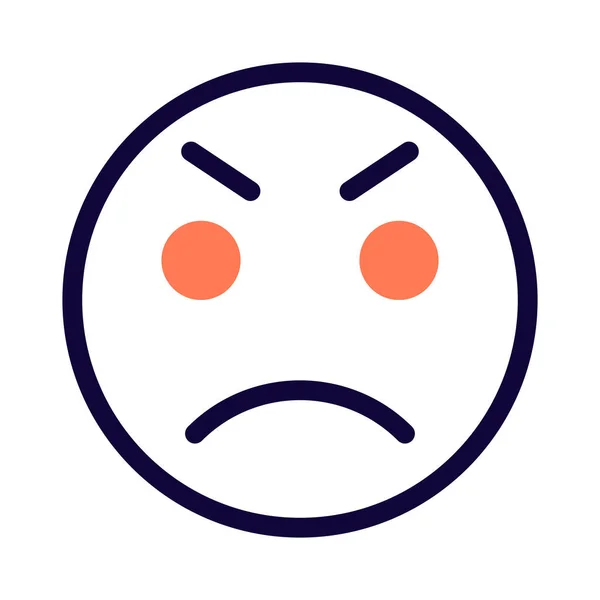 Faccina Triste Emoji Con Espressione Sopracciglia Solcate — Vettoriale Stock
