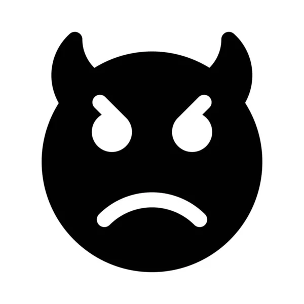 Θυμωμένος Διάβολος Πρόσωπο Emoticon Ζευγάρι Κέρατο — Διανυσματικό Αρχείο