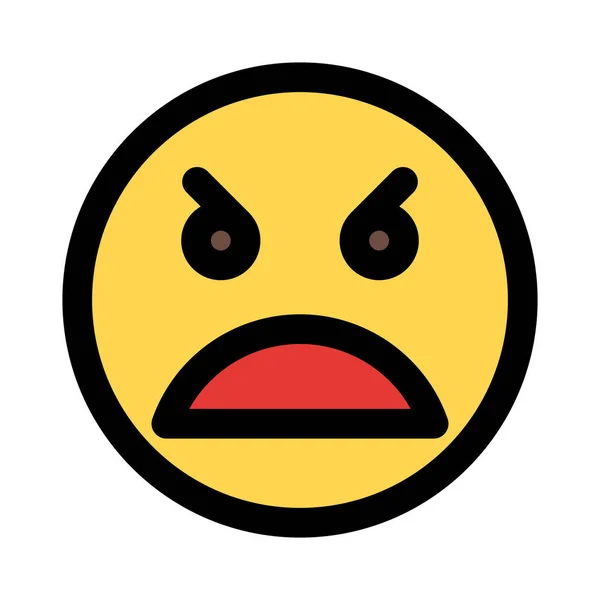 Εξοργισμένο Θυμωμένο Πρόσωπο Emoticon Κατσουφιασμένο Πρόσωπο — Διανυσματικό Αρχείο