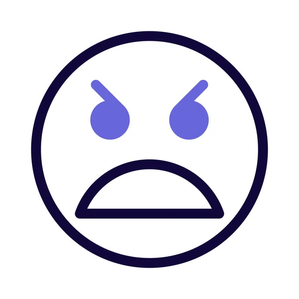 Furious Angry Face Emoticon Scowl Face — Stock Vector