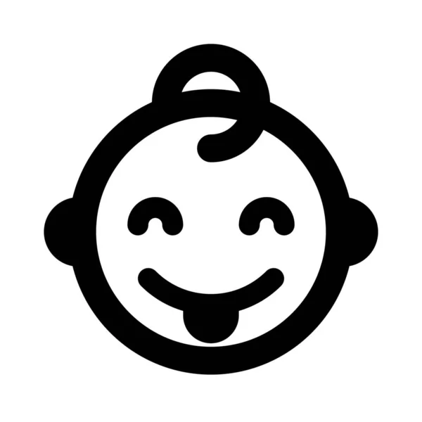 Baby Smiley Gezicht Emoticon Met Tong Uit — Stockvector