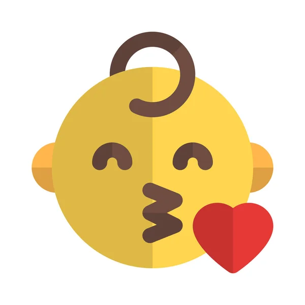 Bambino Soffiando Bacio Emoji Chat Conversazione — Vettoriale Stock