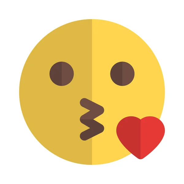 Bonito Rosto Emoticon Com Coração Soprando Beijo —  Vetores de Stock