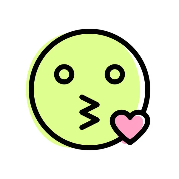 Cute Face Emoticon Heart Blowing Kiss — Stock Vector