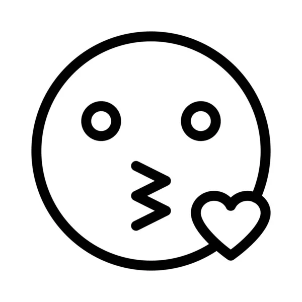 Niedliches Gesicht Emoticon Mit Herzzerreißenden Kuss — Stockvektor