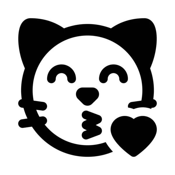 Romantic Cat Face Emoji Blowing Kiss Eyes Closed — стоковый вектор