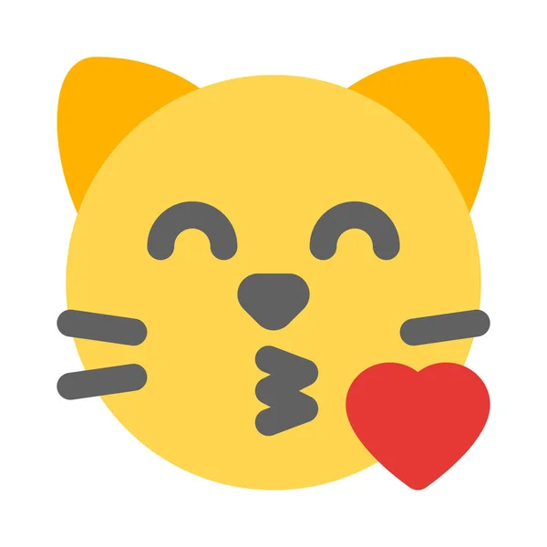 Romantic Cat Face Emoji Blowing Kiss Eyes Closed — стоковый вектор