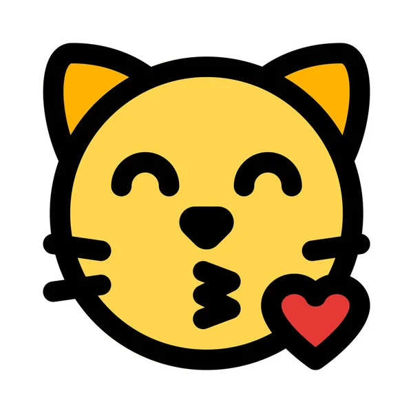 Romántico Gato Cara Emoji Soplando Beso Con Los Ojos Cerrados — Vector de stock