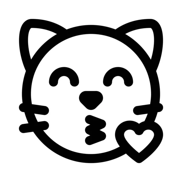 Romantyczny Kot Twarz Emotikony Wieje Pocałunek Zamkniętymi Oczami — Wektor stockowy