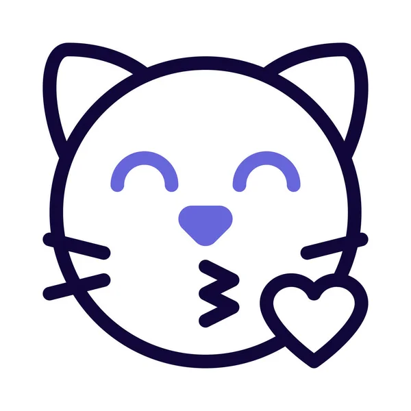 Romantische Kat Gezicht Emoji Blazen Een Kus Met Gesloten Ogen — Stockvector