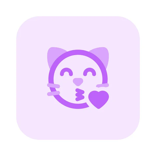 Romantic Cat Face Emoji Blowing Kiss Eyes Closed — ストックベクタ