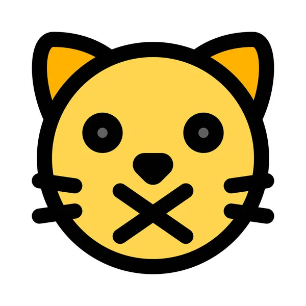 Cat Face Mouth Crossed Forbidden Speaking Expression Emoji — ストックベクタ