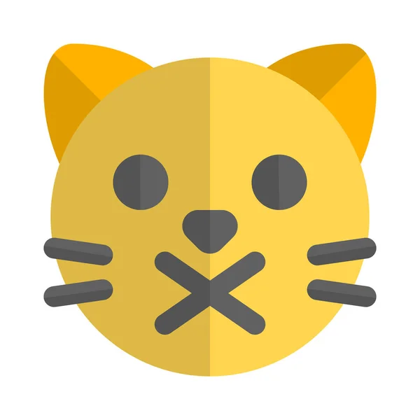 Cat Face Mouth Crossed Forbidden Speaking Expression Emoji — ストックベクタ